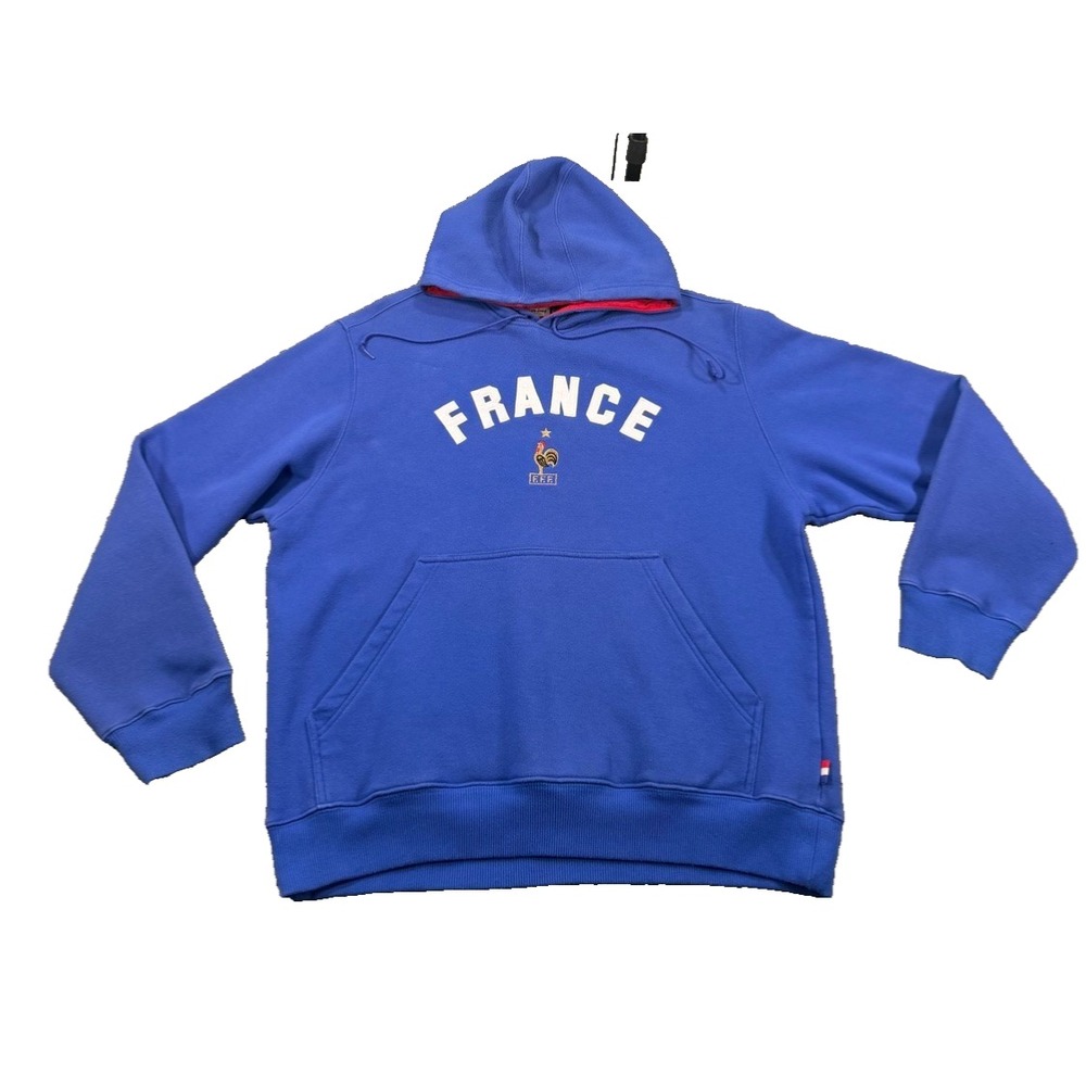 Adidas France Euro 2004 Hoodie Mens L Blue FFF Rooster Vintage Soccer